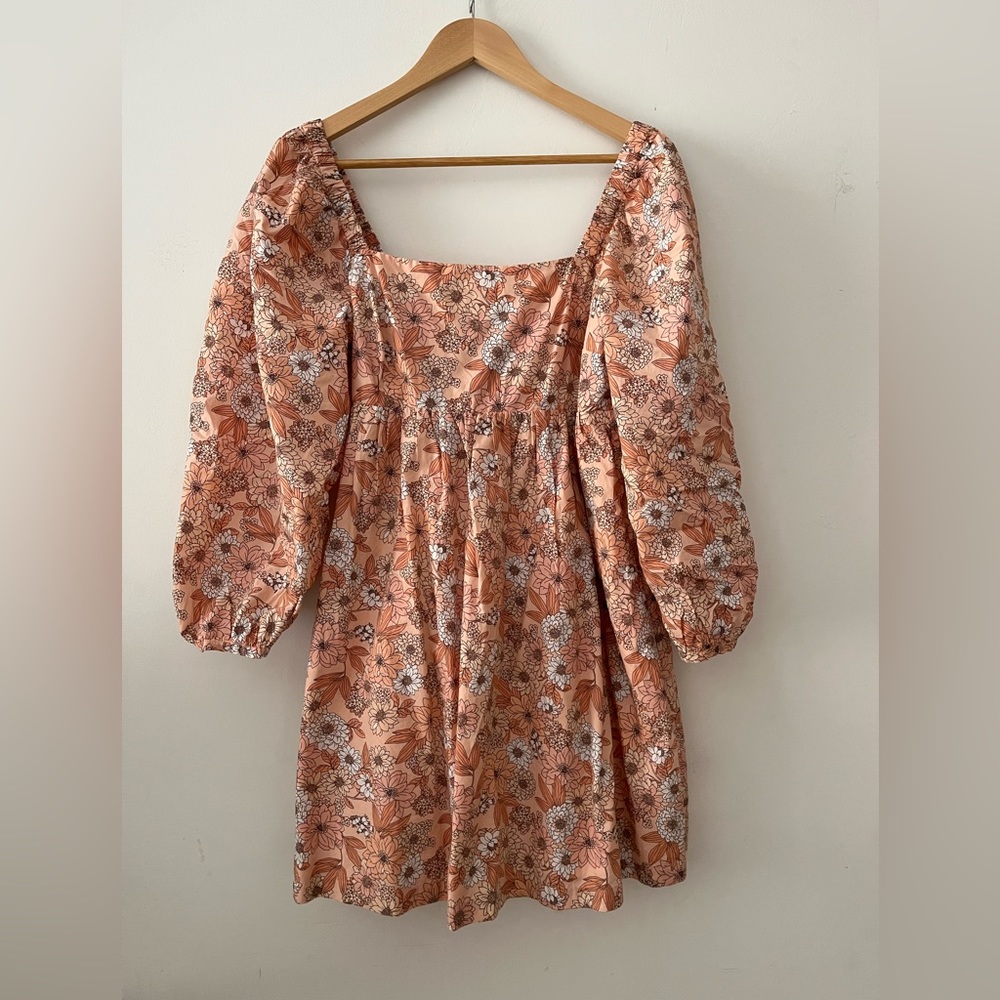 J. Crew pink flower poplin baby doll mini dress